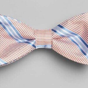 Jos. A. Bank Spring Stripe Pre-Tied Bow Tie- orange